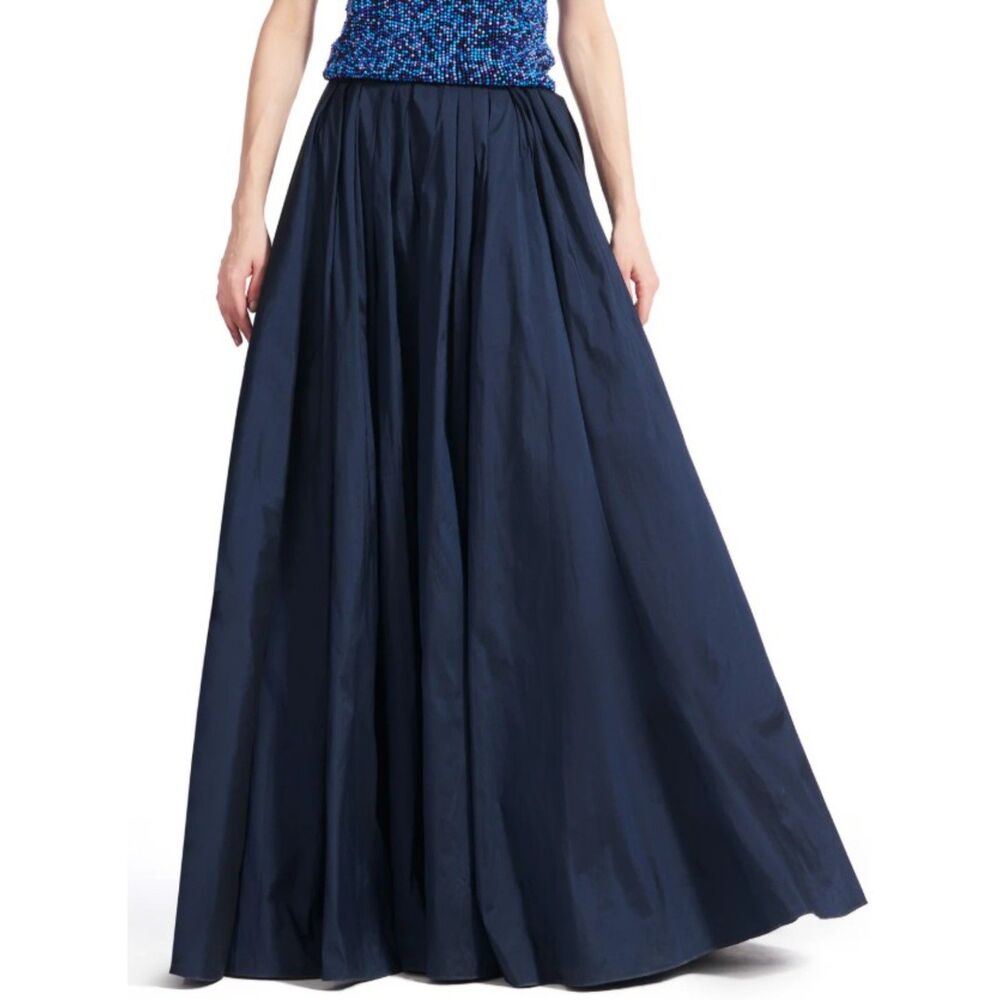 NEW NWT Navy Blue Sz Medium Semi Formal Pleated Lined Taffeta Maxi Skirt FT INC